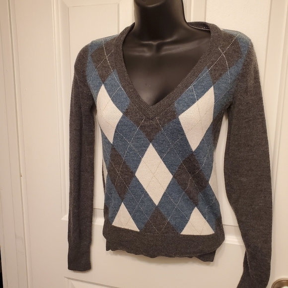 Aritzia Talula Argyle Wool / Acrylic Blue Black - Picture 1 of 8